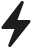 Czarny symbol błyskawicy na białym tle.
