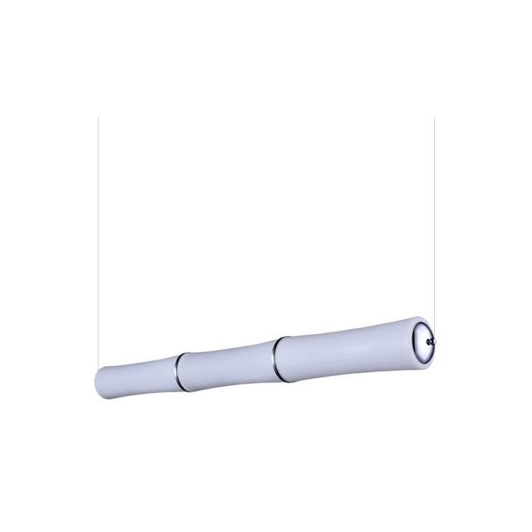 Lampa wisząca LED o nowoczesnym designie, składająca się z trzech segmentów przypominających bambus. Ma gładką, białą powierzchnię z metalicznymi akcentami na łączeniach.