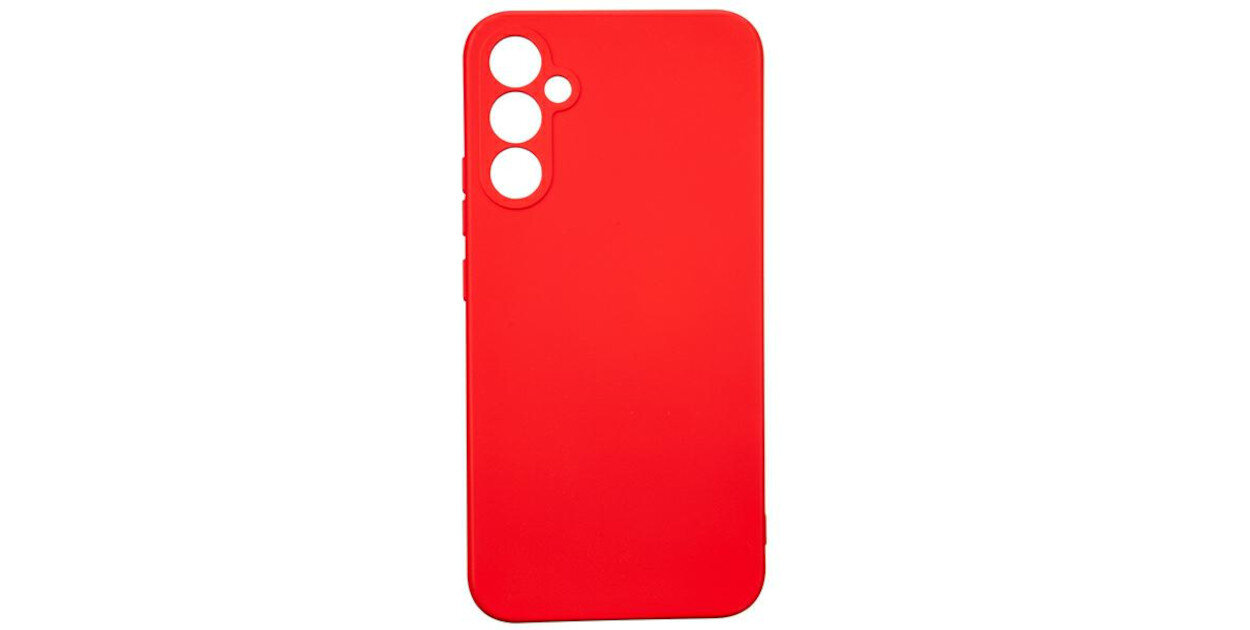Czerwone etui silikonowe z trzema dużymi i jednym małym otworem na aparat fotograficzny.
