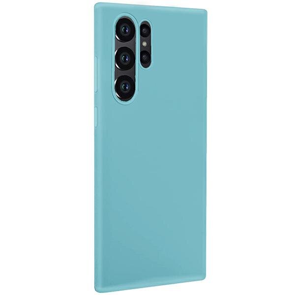 Niebieskie etui na telefon z trzema wycięciami na aparaty i jednym na lampę błyskową.
