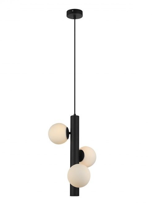 Lampa wisząca z drewnianą ramą w kształcie prostokąta, zawieszona na czarnym łańcuchu, z widoczną żarówką wewnątrz.