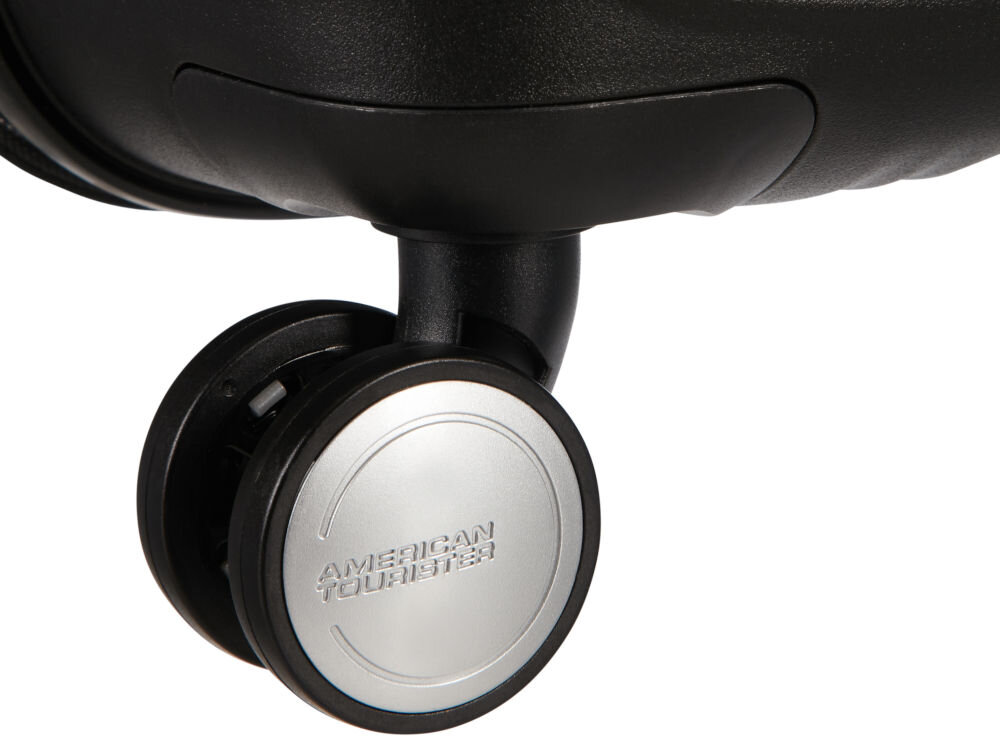 Walizka AMERICAN TOURISTER SoundBox 55 cm Czarny cztery obrotowe kółka teleskopowa rączka płynny ruch i komfort podczas podróży