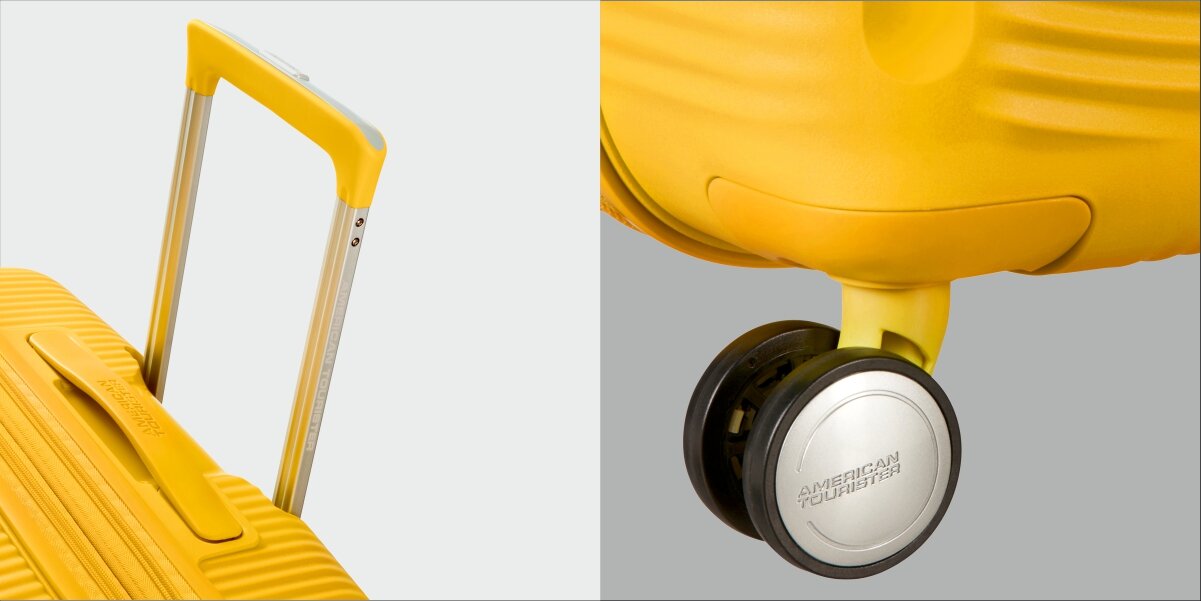 Walizka AMERICAN TOURISTER SoundBox 55 cm kółka rączka uchwyt Wysoki komfort podróży stabilność Podwójne kółka na każdą nawierzchnie