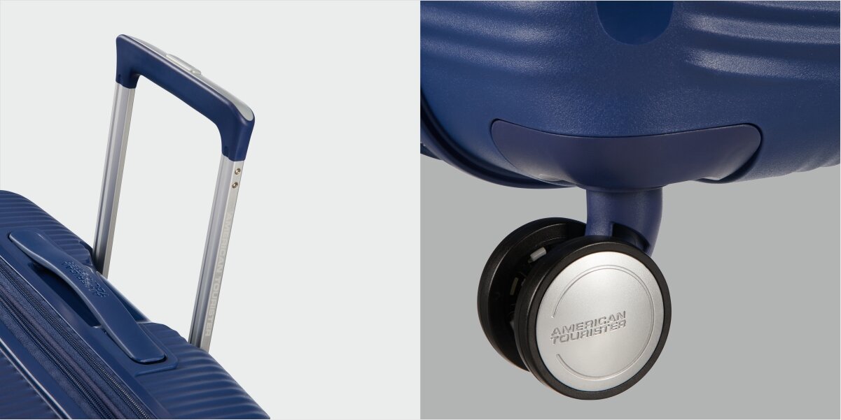 Walizka AMERICAN TOURISTER SoundBox 67 cm kółka rączka uchwyt Wysoki komfort podróży stabilność Podwójne kółka na każdą nawierzchnie