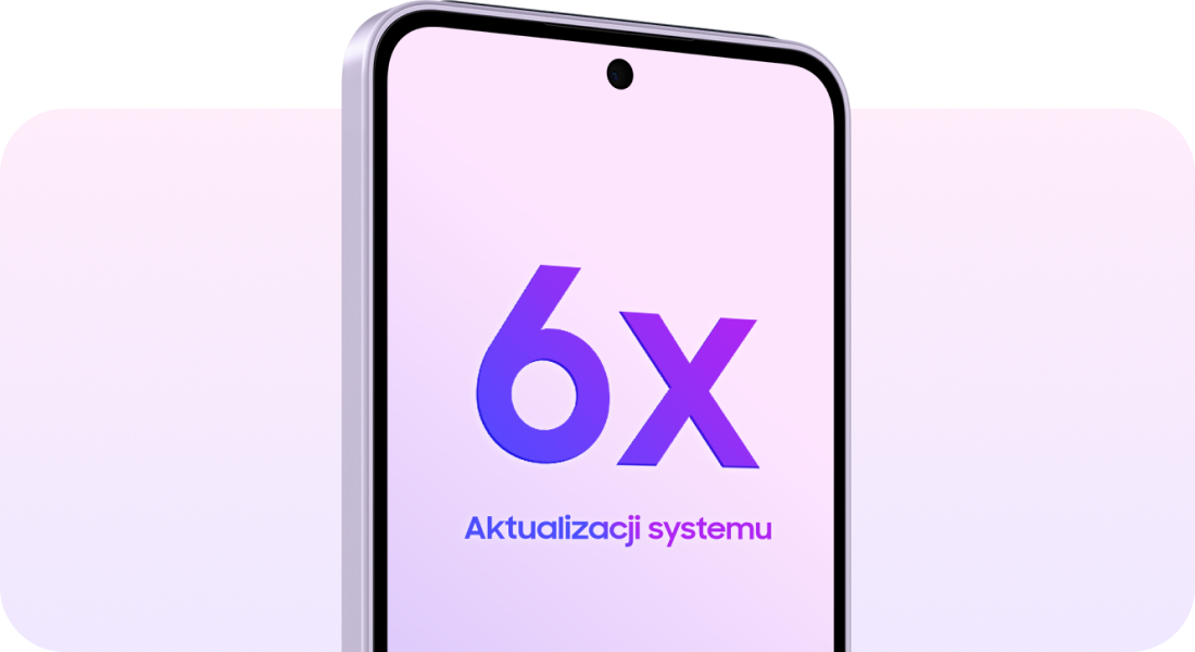 Smartfon Galaxy A37 6x ulepszeń systemu”. 6 aktualizacji OS i 6 lat aktualizacji zabezpieczeń.