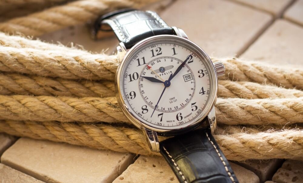 ZEPPELIN LZ 127 Graf Zeppelin zegarek męski mechanizm kwarcowy Ronda dual time datownik funkcje praktyczne