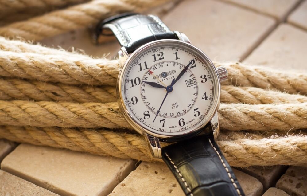 ZEPPELIN LZ 127 Graf Zeppelin zegarek męski mechanizm kwarcowy Ronda dual time datownik funkcje praktyczne
