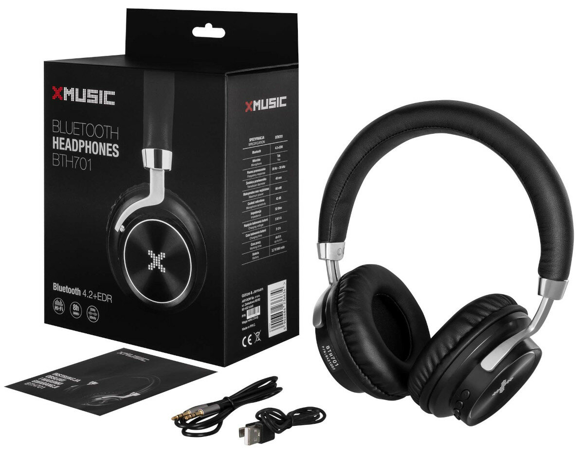 Słuchawki nauszne <b>XMUSIC BTH701</b> Czarny zawartosc opakowania
