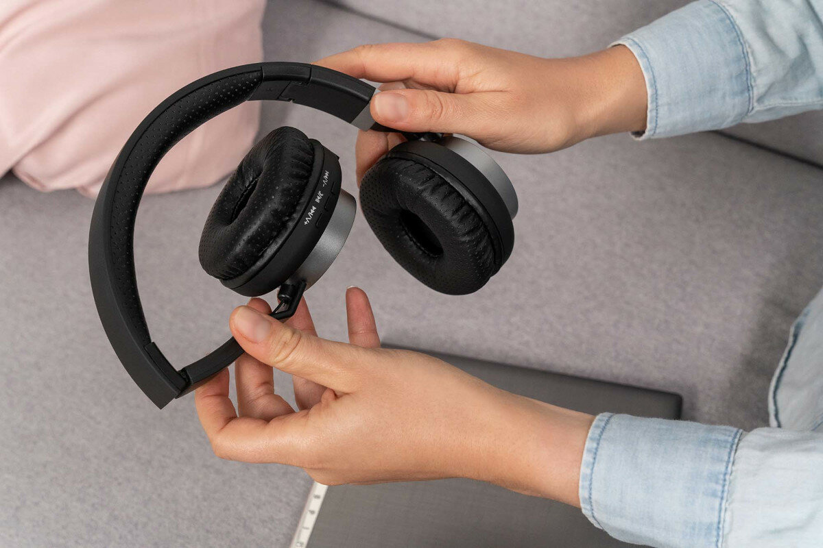 Słuchawki nauszne XMUSIC BTH501 Czarno-srebrny bluetooth karta pamieci