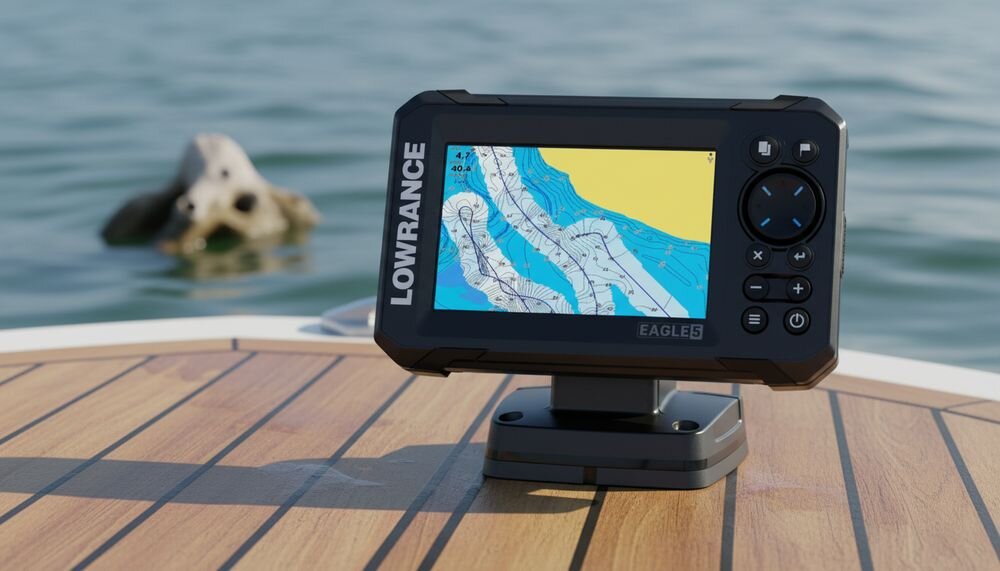 LOWRANCE Eagle 9 TripleShot HD Genesis Live mapy warstwicowe ½ stopy w czasie rzeczywistym, urządzenie na łódce