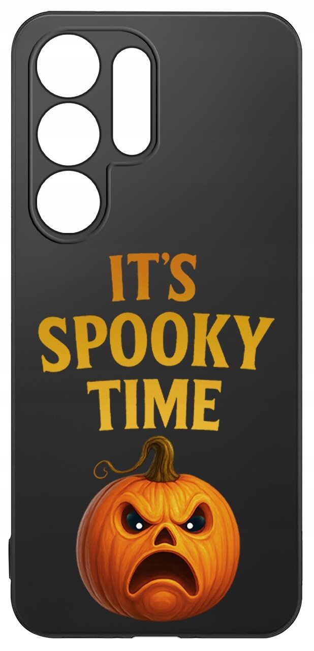 Czarne etui z napisem \'IT\'S SPOOKY TIME\' oraz grafiką dyni z wyrazem zaskoczenia.