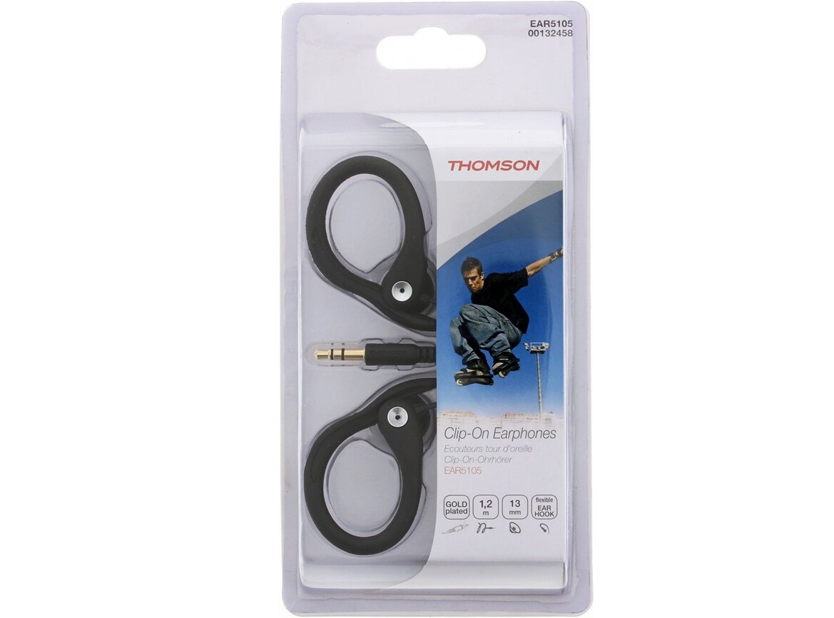Elastyczny zaczep na ucho, pewne trzymanie, słuchawki sportowe Thomson Clip-On