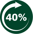 Ikona przedstawia zielony okrąg z białą strzałką skierowaną w górę i w prawo oraz napisem \'40%\'.
