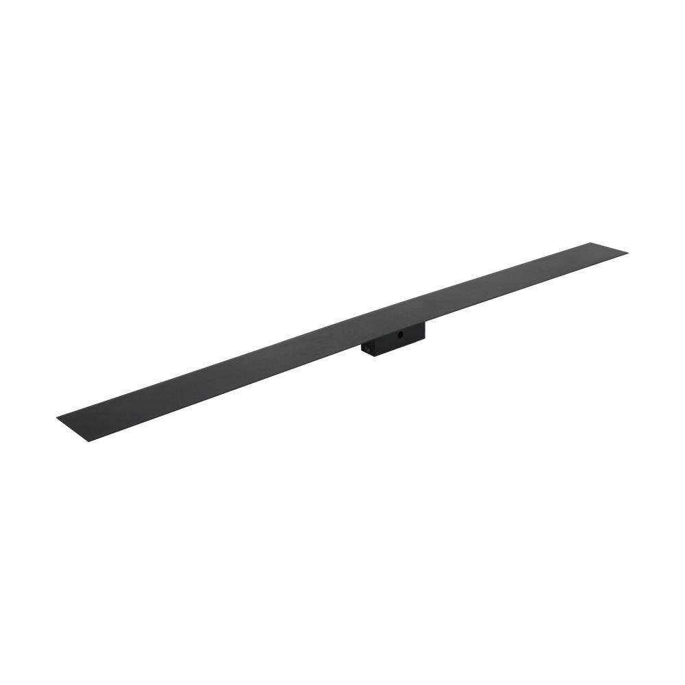 Czarny, nowoczesny kinkiet LED o minimalistycznym designie, z długim, prostokątnym kształtem. Produkt jest wykonany z metalu i ma jednolitą, matową powierzchnię.