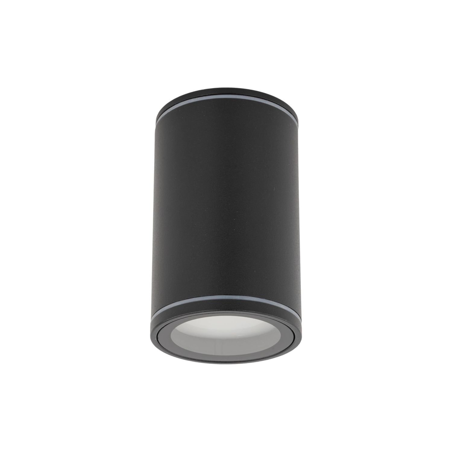 Cylindryczna, czarna oprawa natynkowa wykonana z metalu, przeznaczona do montażu sufitowego. Posiada nowoczesny design i jest przystosowana do żarówek GU10.