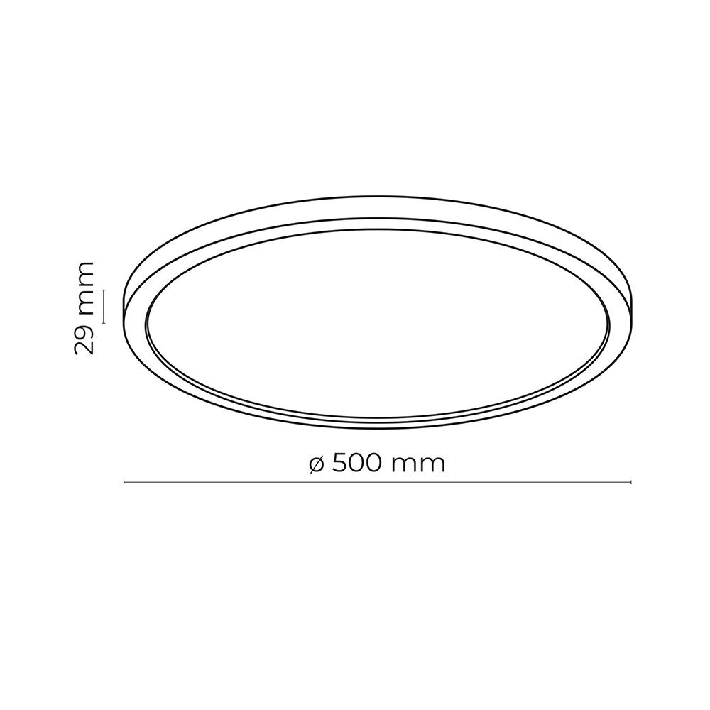 Schematyczny rysunek plafonu o średnicy 500 mm i wysokości 29 mm.