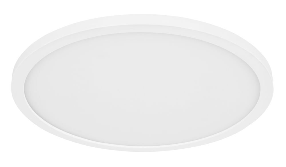 Biały, okrągły plafon LED o gładkiej powierzchni i minimalistycznym designie.
