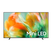 gu75m80hauxzg 001 front titan black 180x180 zaslepka Telewizor z wyświetlaczem pokazującym kolorowe, abstrakcyjne wzory z napisem \'Mini LED\'.
