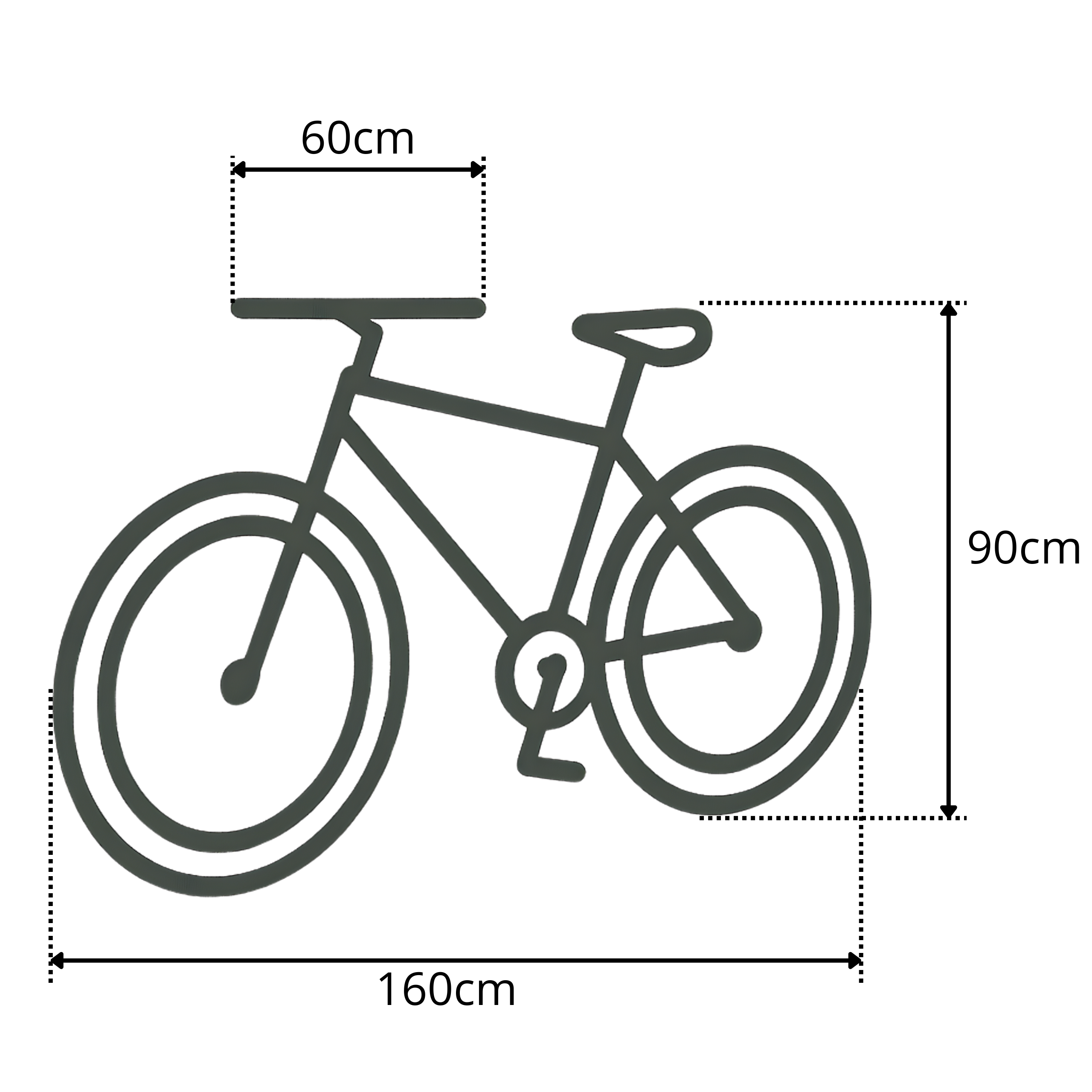 Ilustracja przedstawia schemat roweru z wymiarami: 70 cm szerokości kierownicy, 110 cm wysokości i 190 cm długości.