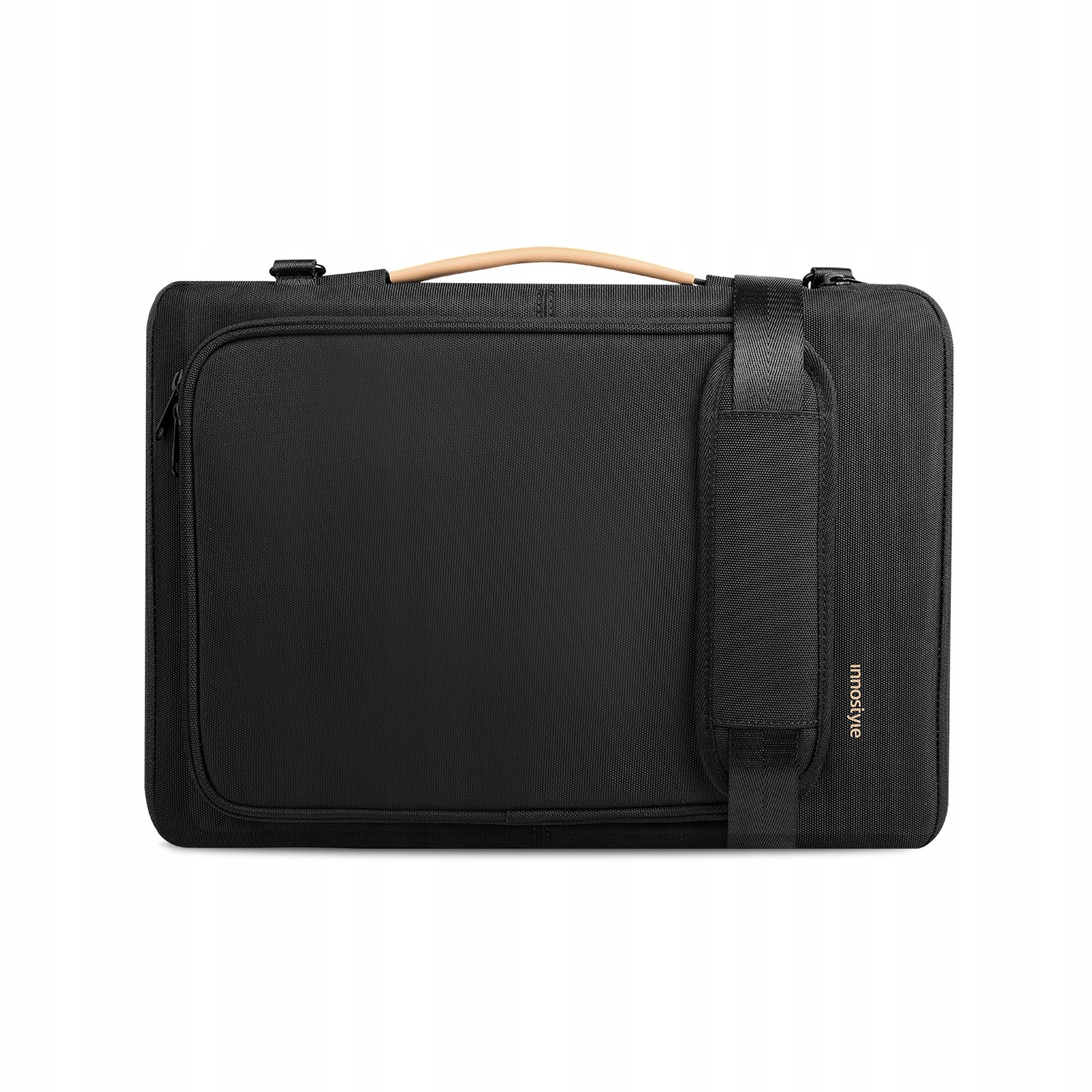 Czarna torba na laptopa z uchwytem i paskiem, z widocznym logo \'innostyle\'.