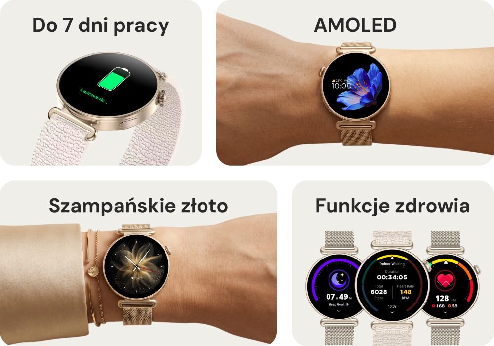 FOREVER SB-380 smartwatch damski elegancja biżuteria kolory beż brąz styl