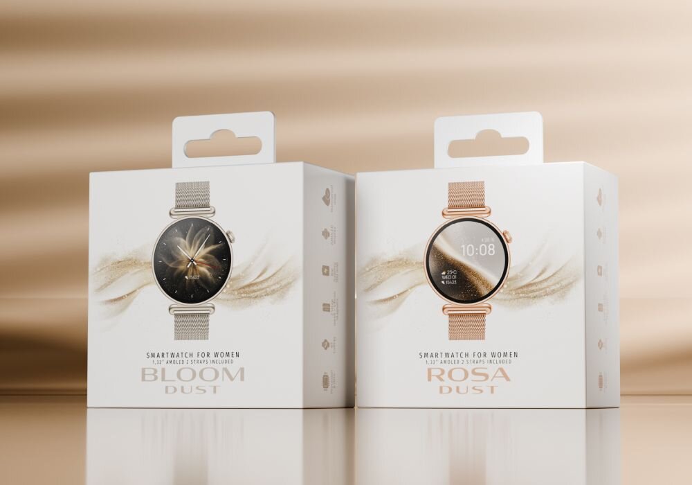 FOREVER SB-380 linia Dust smartwatche kobiece potrzeby siła rozkwitu elegancja szampańskie złoto
