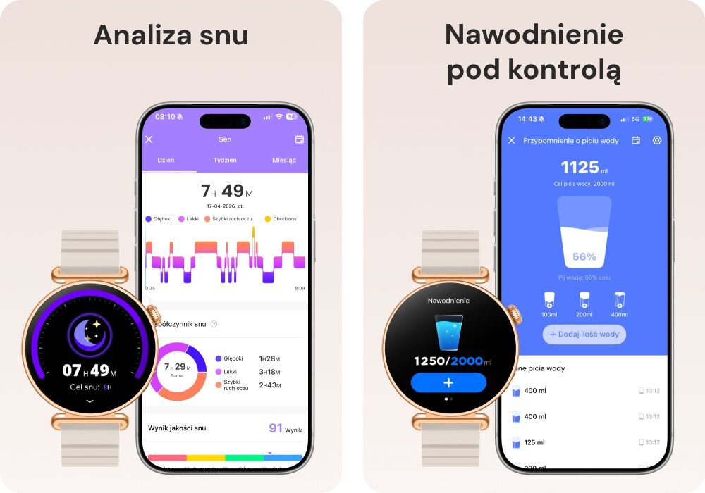 FOREVER SB-380 analiza snu długość jakość fazy drzemki nawodnienie woda wirtualna szklanka