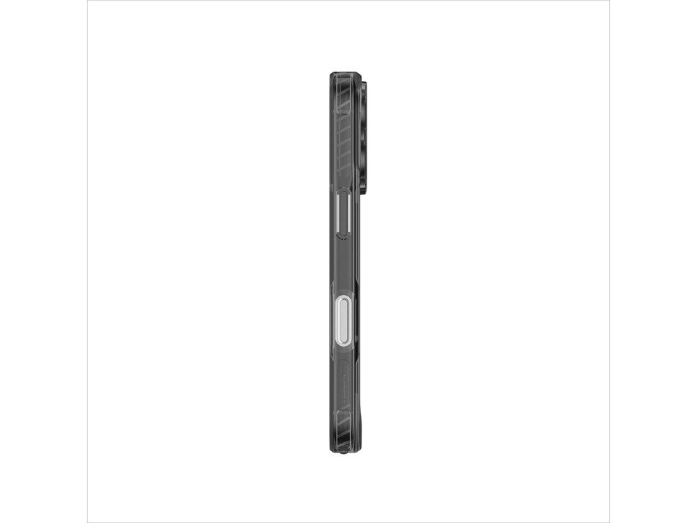 Lewa krawędź etui AmazingThing Titan Pro z widocznym profilem bocznym i przezroczystą strukturą materiału, ujęcie profilowe.