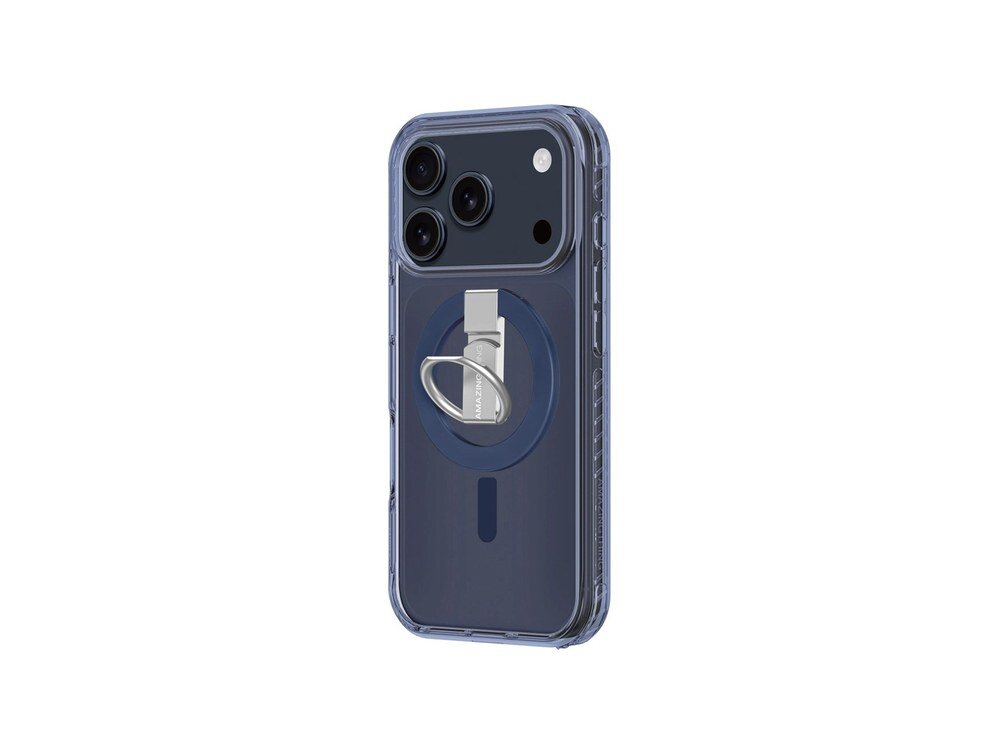 Etui AmazingThing Titan Pro na iPhone 17 Pro Max, widok pod kątem z prawej strony, widoczne wycięcia na przyciski i wzmocnienia boczne na białym tle.