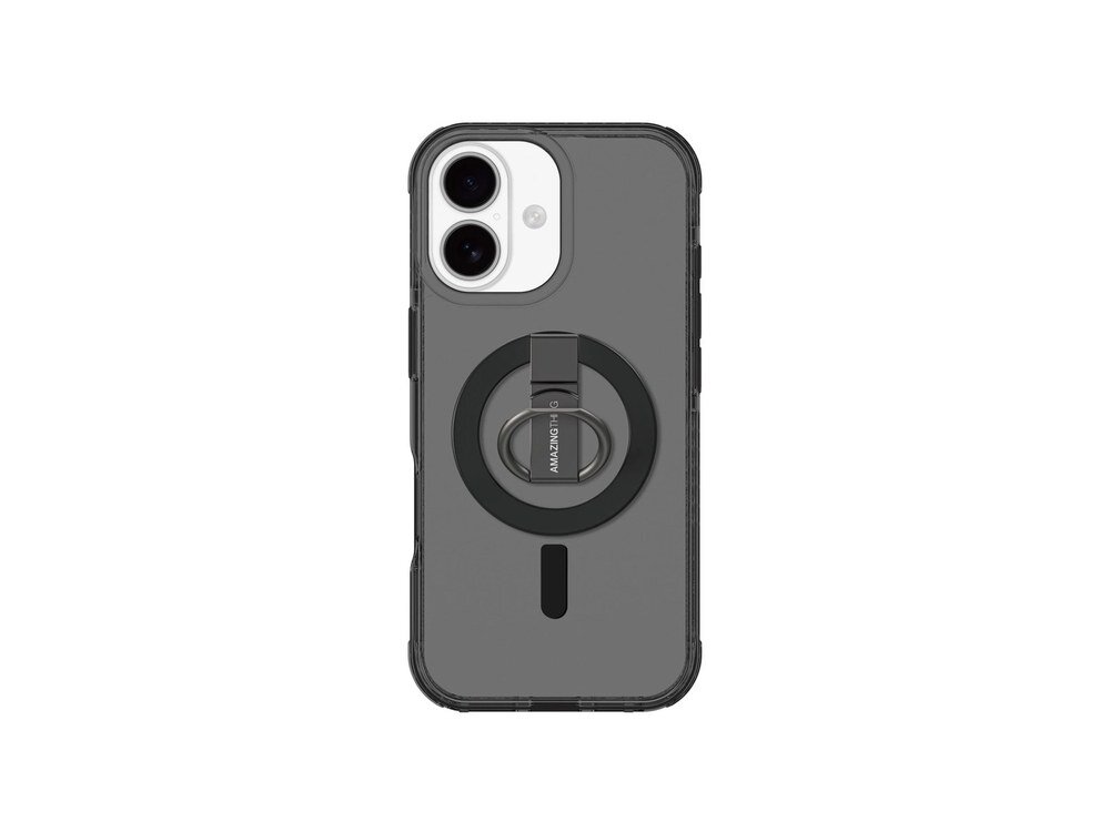 Etui AmazingThing Titan Pro w kolorze czarnym, widok od frontu na białym tle z widocznym magnetycznym ringiem pośrodku.