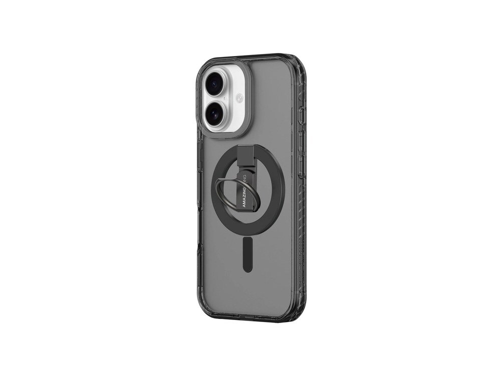 Etui AmazingThing Titan Pro z ringiem w widoku bocznym, pokazujące smukły profil obudowy z przyciskami na białym tle.