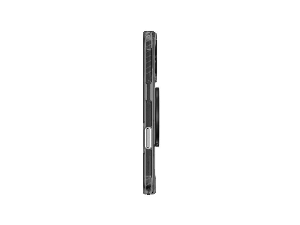 Widok boczny etui AmazingThing Titan Pro na iPhone 17, ukazujący profil obudowy z wyraźnymi otworami na przyciski i port na białym tle.