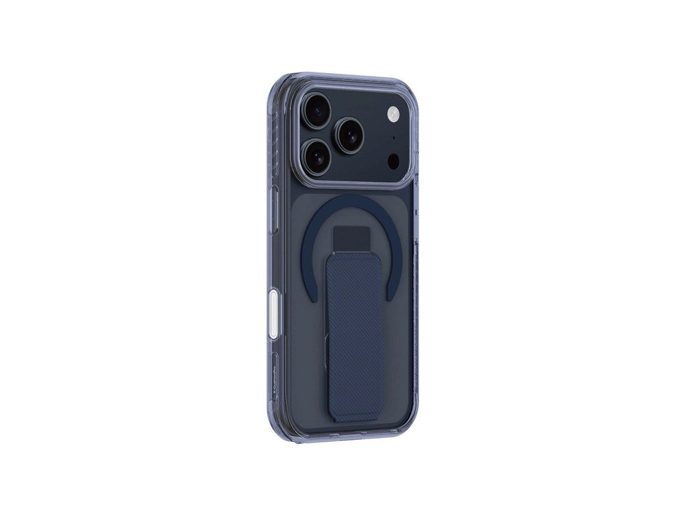 Etui AmazingThing Titan Pro Holder na iPhone 17 Pro Max widziane pod kątem z rozłożoną podstawką, ujęcie z prawej strony na białym tle.
