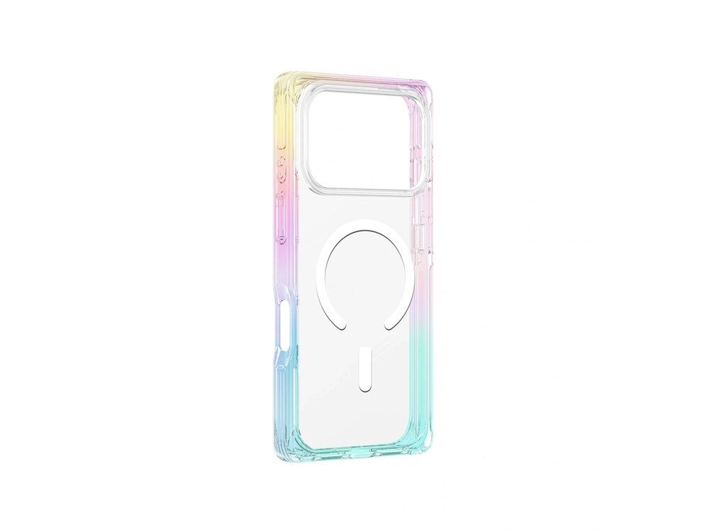 Etui AmazingThing Omni na iPhone 17 Pro Max, widok z tyłu, tęczowy gradient na krawędziach, białe tło.