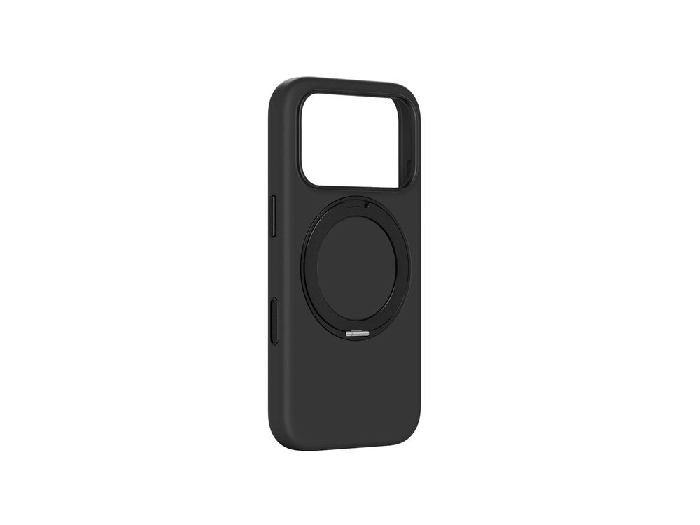 Czarne etui AmazingThing Cloudie na iPhone 17 Pro Max, ujęcie z boku pod kątem ukazujące smukły profil obudowy i pierścień magnetyczny.