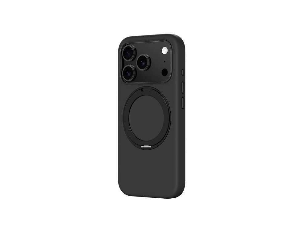 Czarne etui AmazingThing Cloudie na iPhone 17 Pro Max, ujęcie z tyłu pod kątem z widocznym pierścieniem MagSafe i modułem aparatu.