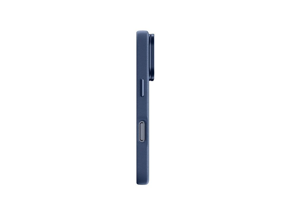 Granatowe etui AmazingThing Glamour na iPhone 17 Pro Max widziane z boku, z widocznym smukłym profilem, przyciskami bocznymi i otworem na złącze na białym tle.