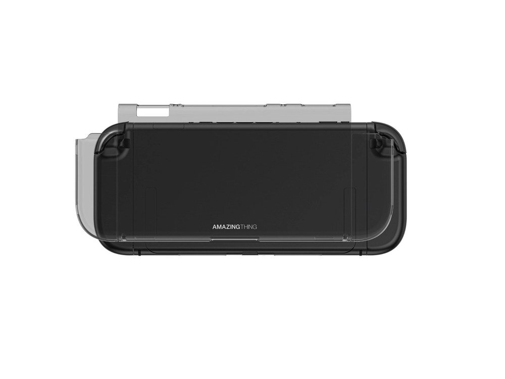 Tył Nintendo Switch 2 w etui AmazingThing PlayShield z logo marki, widok od tyłu z widocznymi narożnikami ochronnymi.