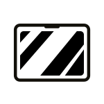 Ikona przedstawiająca prostokąt z ukośnymi liniami, przypominająca symbol lustra lub szyby.