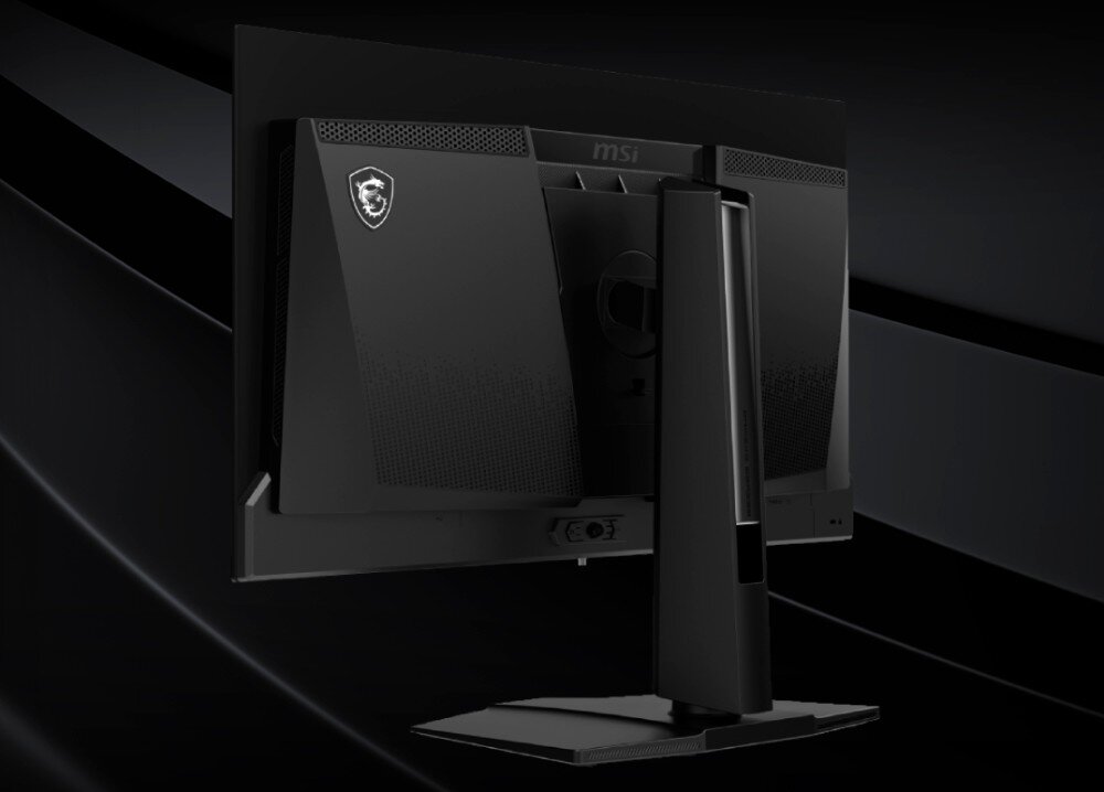 Monitor z widocznym logo producenta na tylnej obudowie oraz napisem \'msi\'.