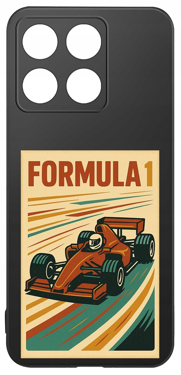Etui na telefon z grafiką przedstawiającą samochód wyścigowy i napisem \'FORMULA 1\'.