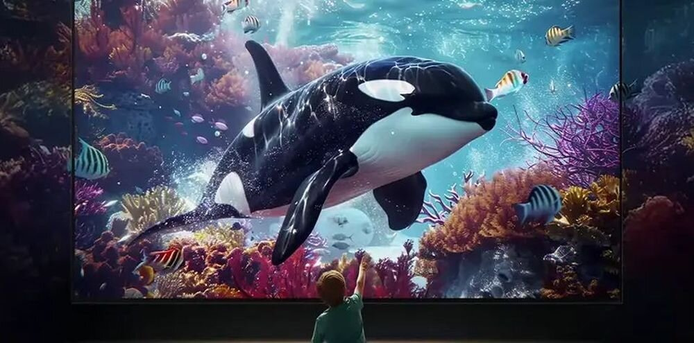 LG 43QNED80B6A 4K Super Upscaling Dynamic Tone Mapping, telewizor zawieszony na ścianie w pomieszczeniu