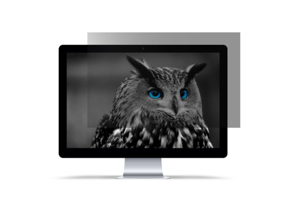 Filtr prywatyzujący Natec Owl nałożony na monitor.