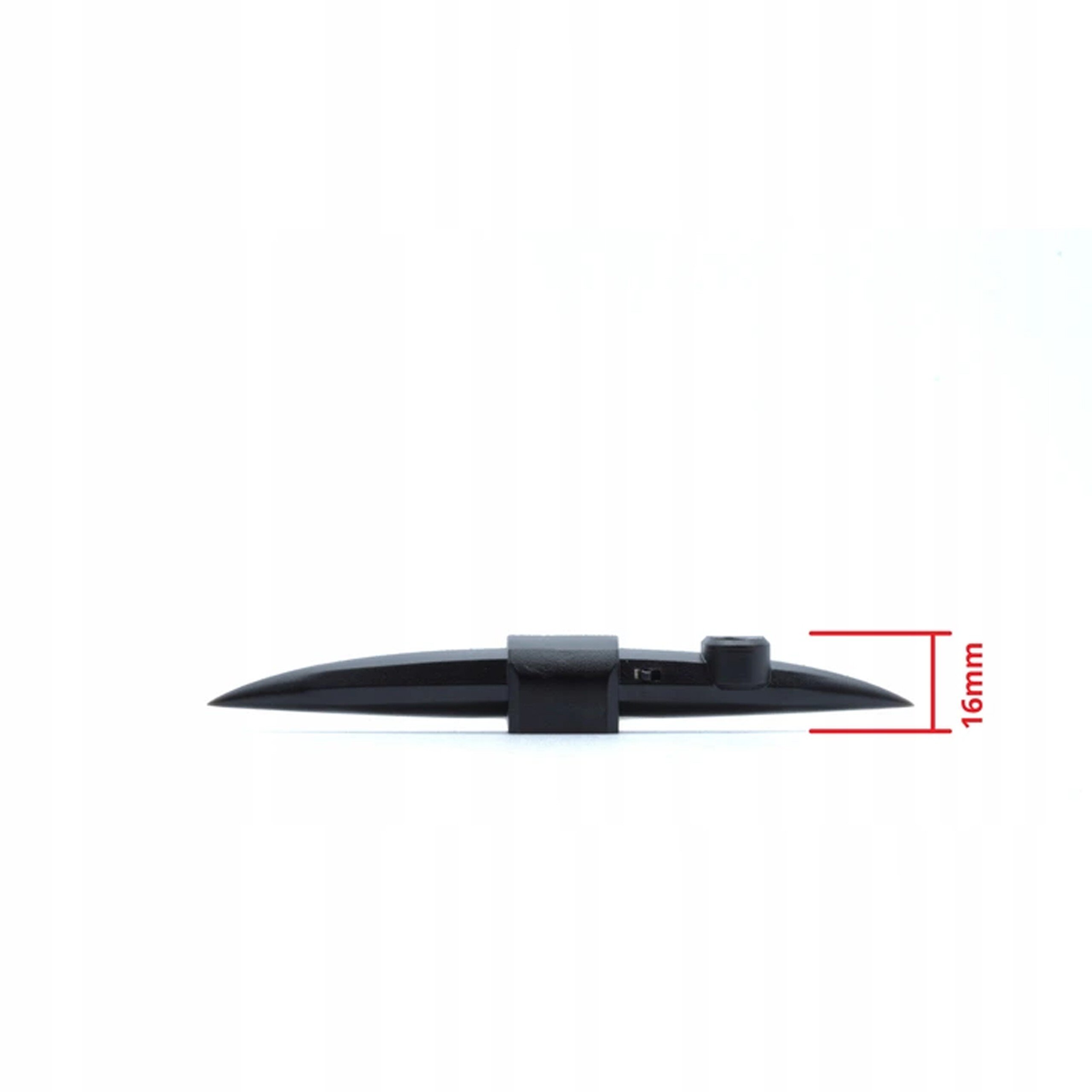 Na białym tle widoczny jest czarny element o wydłużonym kształcie z oznaczeniem \'16mm\' w kolorze czerwonym obok niego.