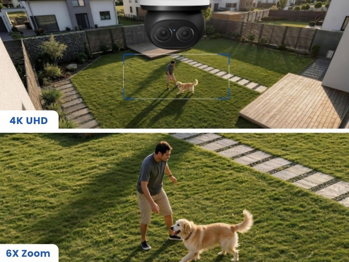 Kamera REOLINK Floodlight F850W Zewnętrzna, Wi-Fi / LAN, 8mp, wifi6, floodlight, detekcja, Porównanie jakości 4K oraz dużego przybliżenia.