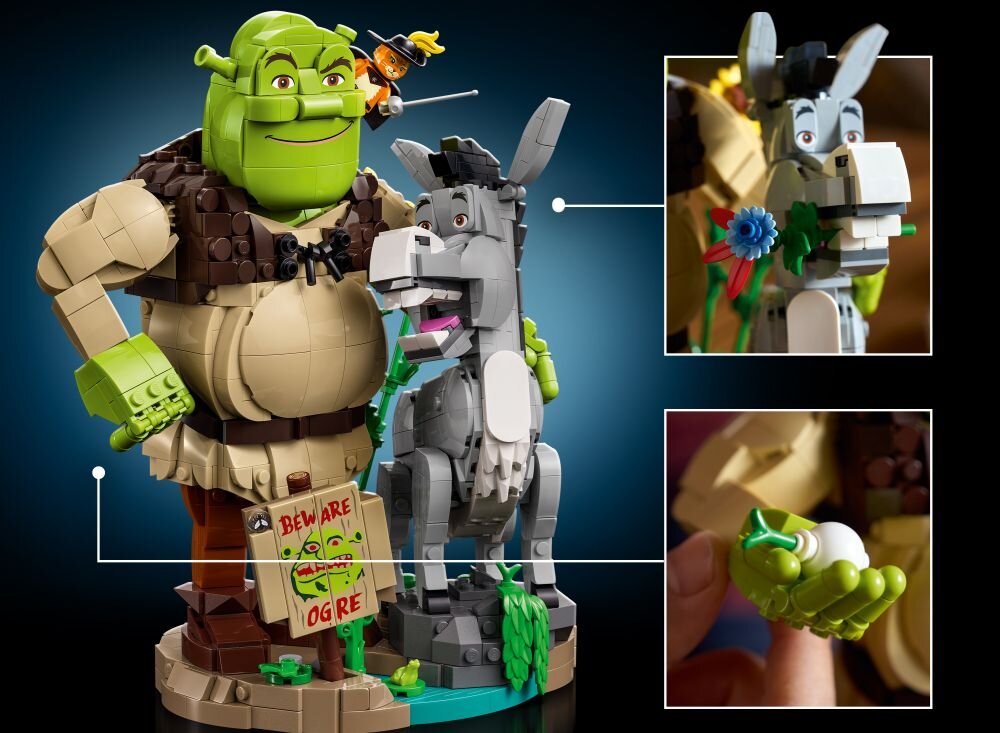 LEGO 72423 Шрек, Осел та Кіт у чоботях розміром 24 см декорація подарунок для дорослих