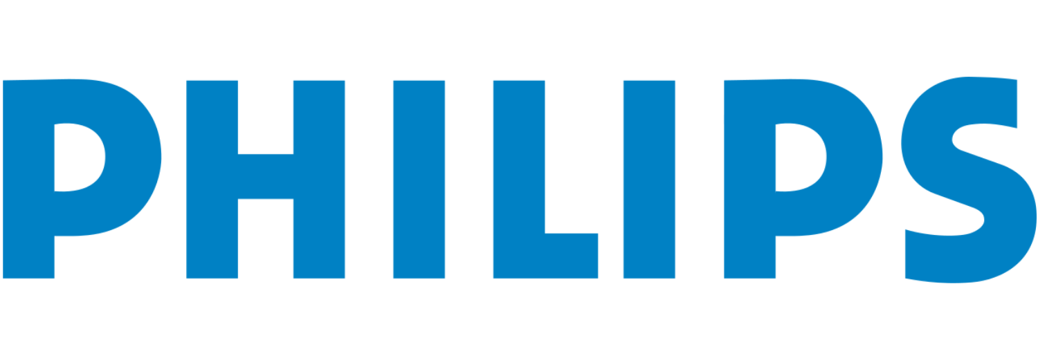Logo z napisem \'PHILIPS\' w niebieskim kolorze na białym tle.