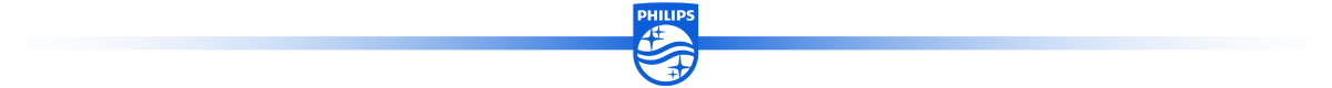 Logo Philips na niebieskim tle z białymi elementami graficznymi.