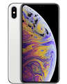 Smartfon z wyświetlaczem wypełnionym kolorowym, abstrakcyjnym wzorem. Obudowa jest w kolorze czarnym z widocznym logo producenta w formie nadgryzionego jabłka.