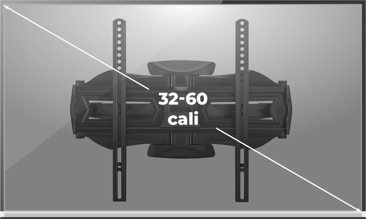 Czarny uchwyt do telewizora z napisem \'32-60 cali\'.